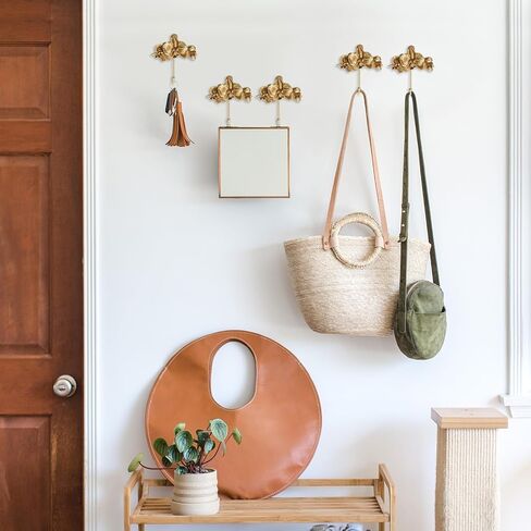 MOROBOR 1Pcs Floral Embossed Hook Household Towel Hanger, Wall Mounted Towel Hanger, 3D Flower Wall Decor Flower Wall Hanger, Single Prong Hook in Kuwait