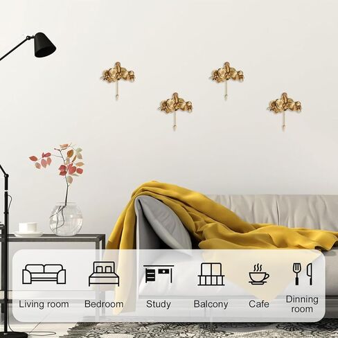 MOROBOR 1Pcs Floral Embossed Hook Household Towel Hanger, Wall Mounted Towel Hanger, 3D Flower Wall Decor Flower Wall Hanger, Single Prong Hook in Kuwait