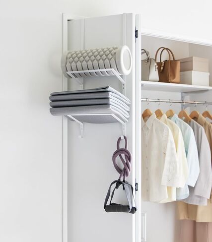 Tower Over-The-Door Yoga Mat Storage Hanger - 3-Tier Organizer for Foam Rollers, Backpacks, Hats, Bags - Extra Closet Space Saver - Steel in Saudi Arabia