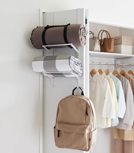 Tower Over-The-Door Yoga Mat Storage Hanger - 3-Tier Organizer for Foam Rollers, Backpacks, Hats, Bags - Extra Closet Space Saver - Steel in Saudi Arabia