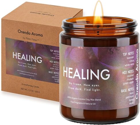 Pitter Patter Lavender & Fruity Scented Jar Candle, Organic Soy Wax & Smokeless Wick, Non Toxic Clean & 50 Hour Long Burn, Natural Essential Oil for Aromatherapy, Relaxation, Chakra | 7.2 oz, Healing in Saudi Arabia