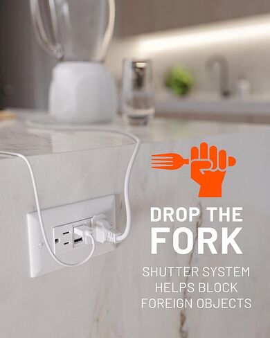 ECHOGEAR USB Outlet 2-Pack - 3.1 مخرج طاقة USB مزدوج مع 2X منافذ تيار متردد و2X منافذ USB-A - سهلة التركيب تتضمن 2X لوحات حائط وأجهزة ومآخذ 2X - مجموعة من 2، أبيض in Kuwait