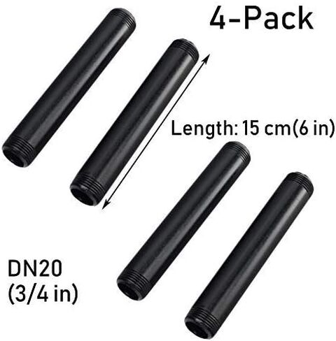 4 Pack DN20 (3/4-inch) Equal Couplings, 2-Way Pipe Fitting Malleable DN20 Iron Female Tube Connector for DIY Steampunk Vintage Style Furniture in Kuwait