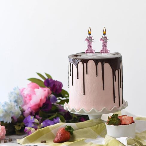 11 Birthday Candles, 11th Cake Candles, Pink Happy Birthday Number 11 Candles Cake Topper Decorations for Party Kids Boys Girls in Saudi Arabia