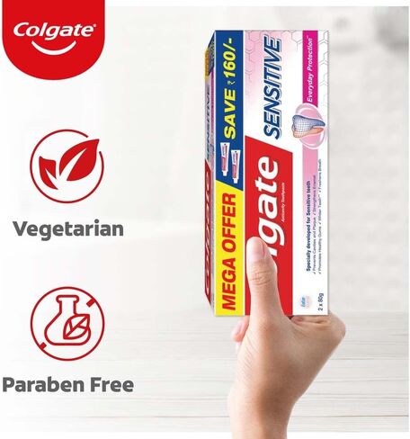 Colgate Sensitive Everyday Protection Toothpaste, Combo Pack of 160g (80g X 2), Specifically Developed for Sensitive Teeth & Healthy Gums, Colgate Toothpaste for Prevention of Cavities & Plaque in Saudi Arabia