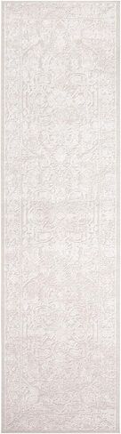 سجادة SAFAVIEH Reflection Collection - 2'3" x 16'، كريمي وعاجي، تصميم قبيلة بوهو المتعثرة، لا يتساقط ويسهل العناية بها، مثالية للمناطق ذات حركة المرور العالية في غرفة المعيشة وغرفة النوم (RFT665D) in Saudi Arabia