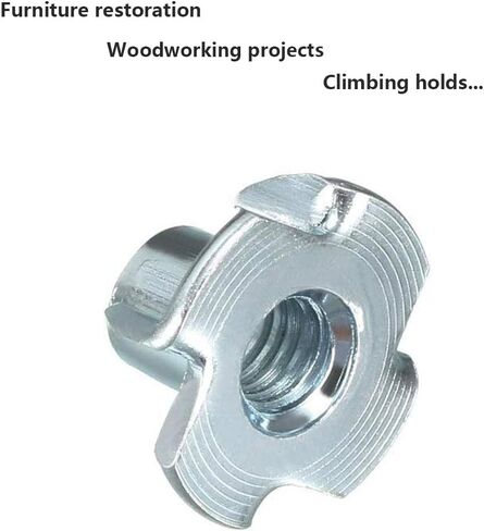 NGe M10 x 10mm T-Nuts, 4-Prong Tee Nut Fasteners, Pronged Tee Nut for Wooden Furniture and Climbing Hold, Pack of 50 in Kuwait