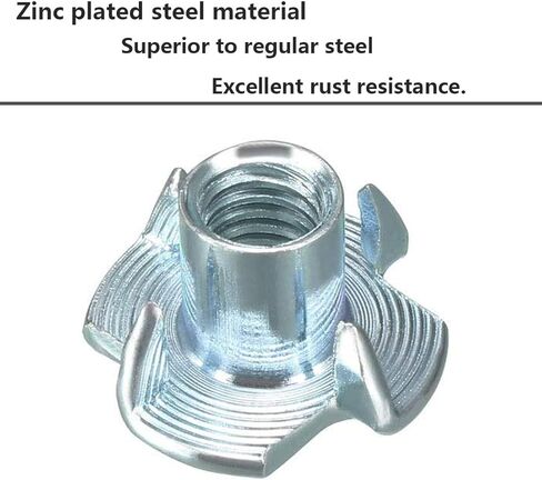 NGe M10 x 10mm T-Nuts, 4-Prong Tee Nut Fasteners, Pronged Tee Nut for Wooden Furniture and Climbing Hold, Pack of 50 in Kuwait