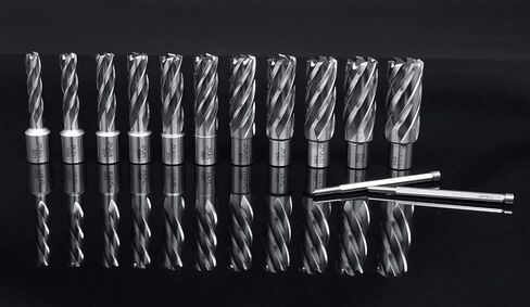 Accusize Industrial Tools 13 Pc 7/16'' to 1-1/16'' Hss Annular Cutters, 1'' Cutting Depth, 3/4'' Weldon Shank, with 2 Pilot Pins, Strong Box, N10 in Saudi Arabia