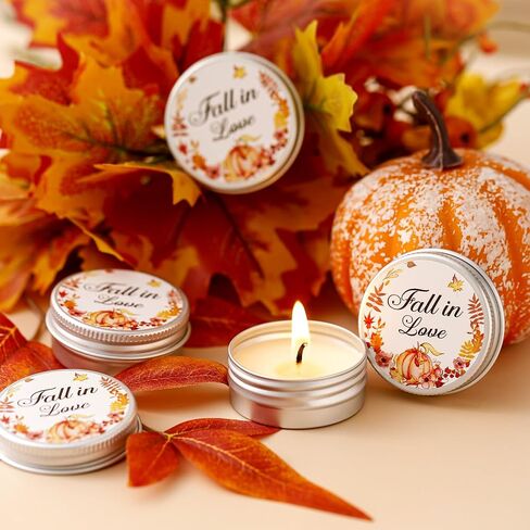 MTLEE 50 Pcs Wedding Candles Gift Wedding Favors for Guests 1 Oz Lavender Scented Soy Wax Candle Aromatherapy Candle Favors for Bridal Shower Rustic Wedding Party Guests (Orange Color,Fall in Love) in Saudi Arabia