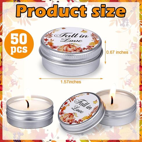 MTLEE 50 Pcs Wedding Candles Gift Wedding Favors for Guests 1 Oz Lavender Scented Soy Wax Candle Aromatherapy Candle Favors for Bridal Shower Rustic Wedding Party Guests (Orange Color,Fall in Love) in Saudi Arabia