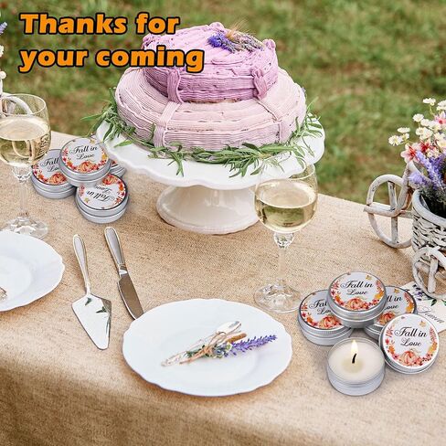 MTLEE 50 Pcs Wedding Candles Gift Wedding Favors for Guests 1 Oz Lavender Scented Soy Wax Candle Aromatherapy Candle Favors for Bridal Shower Rustic Wedding Party Guests (Orange Color,Fall in Love) in Saudi Arabia
