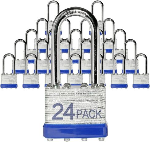 Locks Laminated Steel Keyed Padlocks Keyed Alike Locks Bulk, Long Shackle Padlocks, Pack of 6 for Hasp Latch, Sheds, Fences, Storage Locker, School, Gym in Kuwait