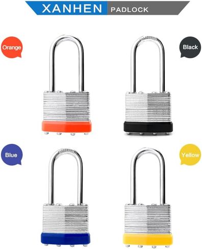 Locks Laminated Steel Keyed Padlocks Keyed Alike Locks Bulk, Long Shackle Padlocks, Pack of 6 for Hasp Latch, Sheds, Fences, Storage Locker, School, Gym in Kuwait