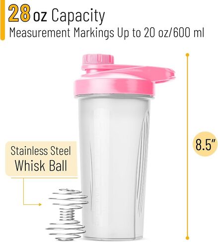 Mr. Pen- Shaker Bottles for Protein Mixes with Twist Cap, 28 oz, Pink Protein Shaker Bottle with Wire Whisk Ball, Mixer Bottle, Protein Shake Bottles, Protein Bottle, Protein Shake Bottle in Saudi Arabia