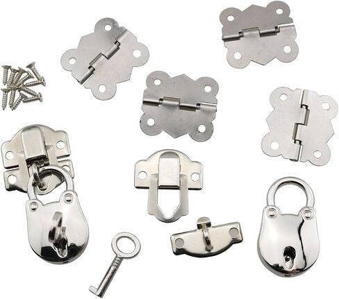 8PCS Yellow Mini Box Hinges DIY Jewelry Box Gift Box Accessories Padlock Silver Antique Hasp Latch Small Metal Vintage Padlock Bear Locks with Keys for Jewelry Wooden Box and DIY Crafts in Saudi Arabia