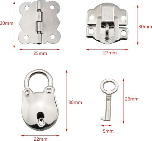 8PCS Yellow Mini Box Hinges DIY Jewelry Box Gift Box Accessories Padlock Silver Antique Hasp Latch Small Metal Vintage Padlock Bear Locks with Keys for Jewelry Wooden Box and DIY Crafts in Saudi Arabia