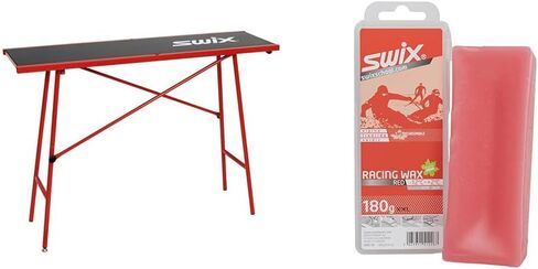 سويكس T75W عرض 120 × 35 سم | طاولة شمع مدمجة خفيفة الوزن، ملحقات ضبط ارتفاع ساق واحدة للتزلج والتزحلق على الجليد، باللون الأحمر in Saudi Arabia