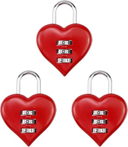 Dnyta 3pcs Small Locks Set Aluminum Alloy Love Shape Combination Padlock Small Combination Padlock for Luggage Computer Bags Suitcases Briefcases Bags(Pink) in Saudi Arabia