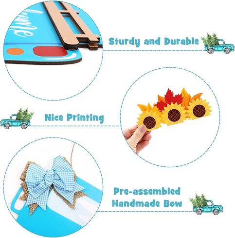 12 قطعة من distaratie، لافتة ترحيب قابلة للتبديل، ديكور شاحنة، مزرعة موسمية، منزل ريفي، شاحنة خشبية، باب ترحيب معلق مع أيقونات عطلة قابلة للتبديل لزينة عيد الميلاد in Kuwait