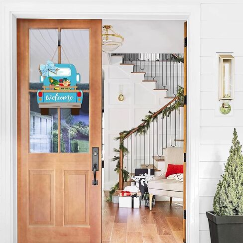 12 قطعة من distaratie، لافتة ترحيب قابلة للتبديل، ديكور شاحنة، مزرعة موسمية، منزل ريفي، شاحنة خشبية، باب ترحيب معلق مع أيقونات عطلة قابلة للتبديل لزينة عيد الميلاد in Kuwait