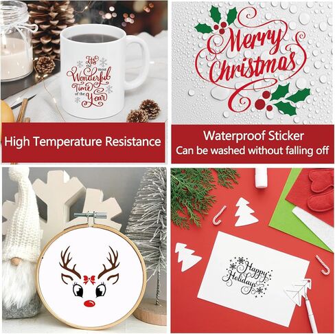 25 PCS Snowman Face Stickers for Crafts Christmas Vinyl Reindeer Snowman Face Decals for Ornaments Glass Water Bottles Cup Window Wall Christmas Decorations (25Pcs Snowman Face) in Kuwait