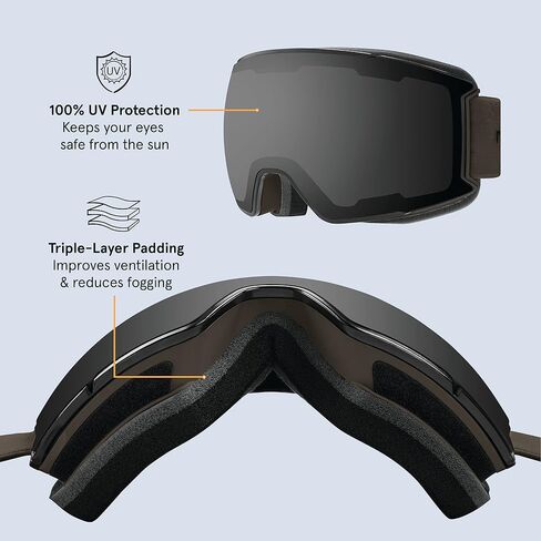 Retrospec Zenith Ski Goggles - Snowboard Goggles for Men, Women, Boys & Girls - 100% UV Protection, Anti-Fog Snow Goggles in Kuwait