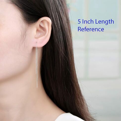 Adabele Authentic 925 Sterling Silver Cute Threader Earrings Long Chain Bar Tassel Drop Hypoallergenic Nickel Free Lightweight Dainty Women Jewelry in Saudi Arabia