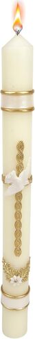 Braided Cross Baptismal Candle - Hand-Decorated Wax, ⅞ x 9-¾" in Saudi Arabia