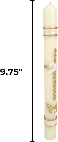 Braided Cross Baptismal Candle - Hand-Decorated Wax, ⅞ x 9-¾" in Saudi Arabia