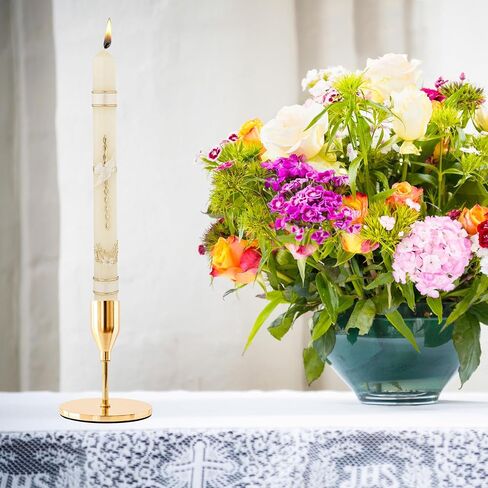 Braided Cross Baptismal Candle - Hand-Decorated Wax, ⅞ x 9-¾" in Saudi Arabia