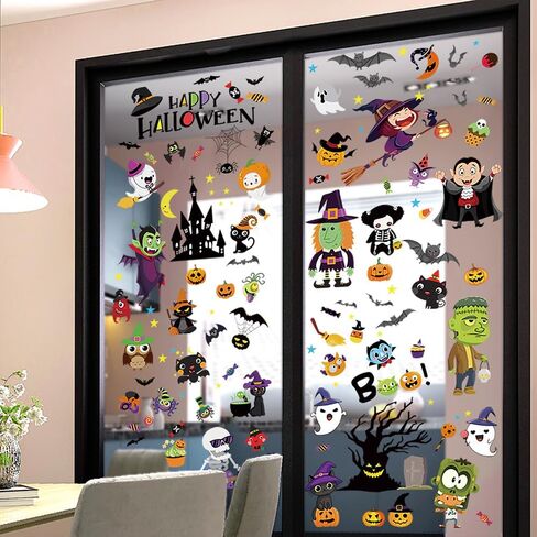 ملصقات نافذة Hocus Pocus 9 قطع من ملصقات نافذة الهالوين لتزيين المنزل، شارات نافذة للأخوات الساحرة اللطيفة، ملصقات نافذة قابلة لإعادة الاستخدام على الوجهين لمستلزمات حفلات الهالوين Hocus Pocus in Kuwait