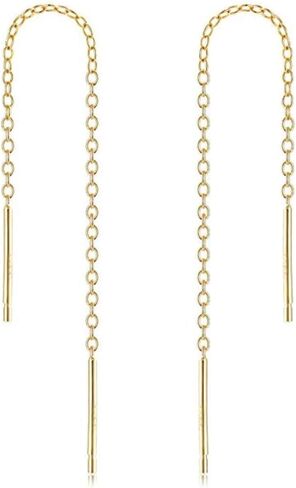 Adabele Authentic 925 Sterling Silver Cute Threader Earrings Long Chain Bar Tassel Drop Hypoallergenic Nickel Free Lightweight Dainty Women Jewelry in Saudi Arabia