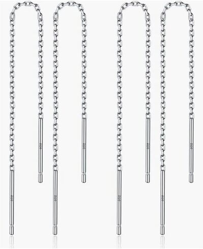 Adabele Authentic 925 Sterling Silver Cute Threader Earrings Long Chain Bar Tassel Drop Hypoallergenic Nickel Free Lightweight Dainty Women Jewelry in Saudi Arabia