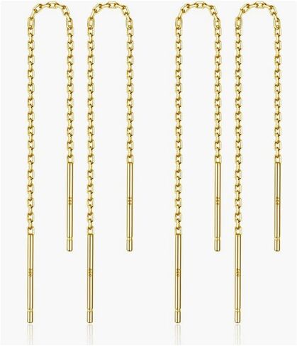 Adabele Authentic 925 Sterling Silver Cute Threader Earrings Long Chain Bar Tassel Drop Hypoallergenic Nickel Free Lightweight Dainty Women Jewelry in Saudi Arabia