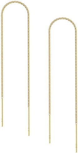 Adabele Authentic 925 Sterling Silver Cute Threader Earrings Long Chain Bar Tassel Drop Hypoallergenic Nickel Free Lightweight Dainty Women Jewelry in Saudi Arabia