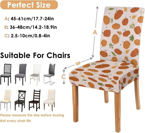 4 قطع من أغطية كراسي تناول الطعام في الخريف، أغطية مقاعد خريفية على شكل يقطين القيقب وأوراق الجاموس قابلة للتمدد وقابلة للغسل، ديكور غرفة الطعام والفندق لعيد الشكر in Kuwait