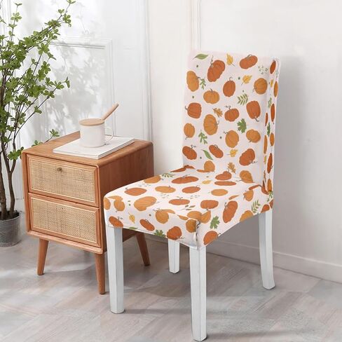 4 قطع من أغطية كراسي تناول الطعام في الخريف، أغطية مقاعد خريفية على شكل يقطين القيقب وأوراق الجاموس قابلة للتمدد وقابلة للغسل، ديكور غرفة الطعام والفندق لعيد الشكر in Kuwait