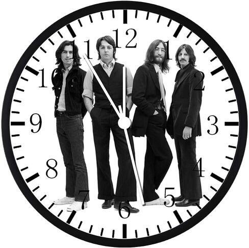 Borderless Black Frame Beatles Wall Clock Large 12'' Clear Glass Face Silent Non-Ticking Nice for Gift or Décor E41 in Saudi Arabia