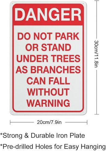 Danger Do Not Park Or Stand Under Trees Sign Warning Tin Sign Home Kitchen Farm Garden Garage Wall Decor 12X8Inch in Saudi Arabia