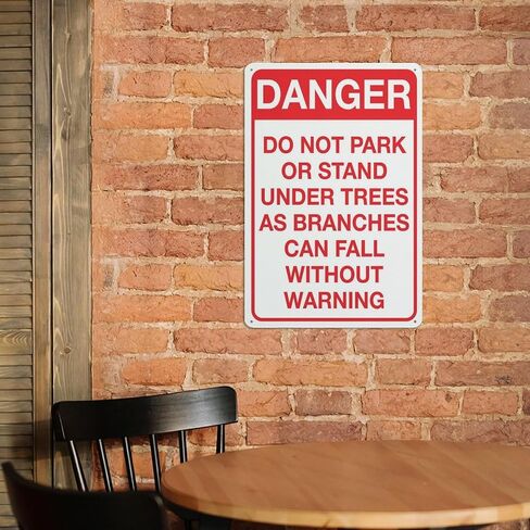 Danger Do Not Park Or Stand Under Trees Sign Warning Tin Sign Home Kitchen Farm Garden Garage Wall Decor 12X8Inch in Saudi Arabia