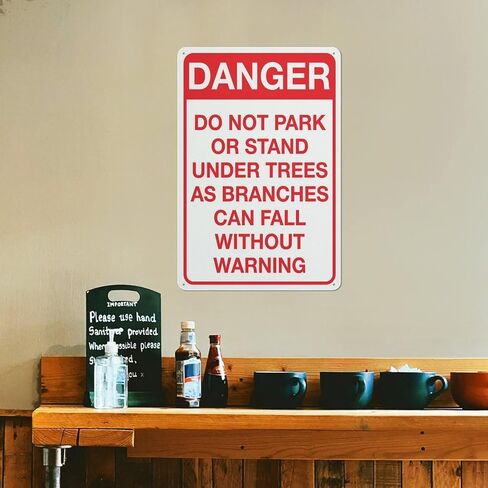 Danger Do Not Park Or Stand Under Trees Sign Warning Tin Sign Home Kitchen Farm Garden Garage Wall Decor 12X8Inch in Saudi Arabia