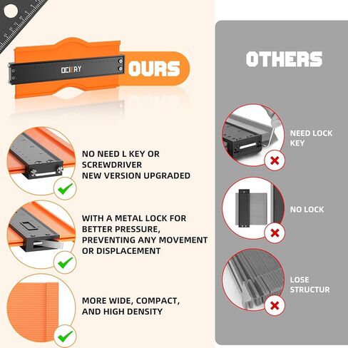 مقياس محيطي (5 بوصة) قفل قابل للتعديل، أدوات وتحسين المنزل، أدوات النجارة، أداة قياس، هدايا عيد الميلاد للرجال ملف تعريف قابل للتعديل للنسخ الدقيق للأشكال غير المنتظمة (برتقالي) in Kuwait