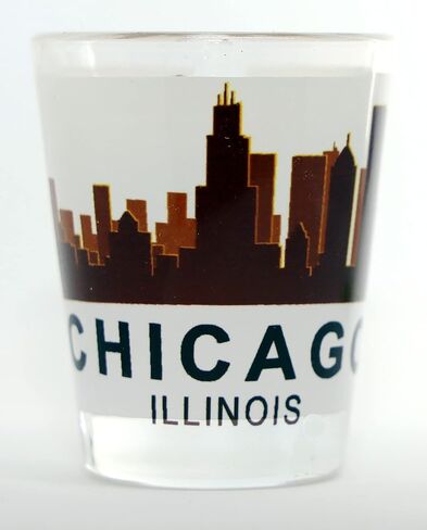 Chicago Illinois Sunset Skyline Classic Design Shot Glass in Saudi Arabia