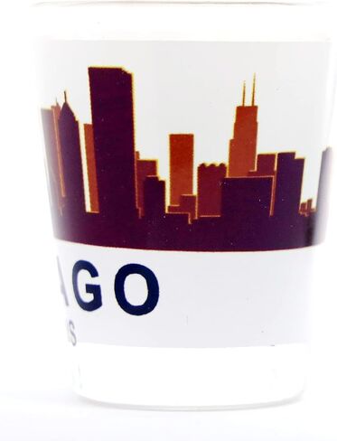 Chicago Illinois Sunset Skyline Classic Design Shot Glass in Saudi Arabia
