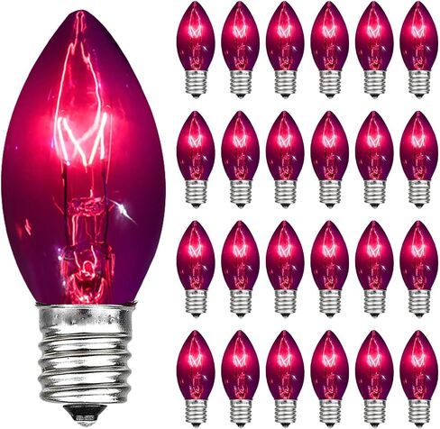 25 Pack Orange Light Bulb C7 Replacement Bulbs, Perfect as Halloween String Light Bulbs Replacement Orange Bulb, C7/E12 Candelabra Bulb, 5W Transparent Orange Incandescent Light Bulbs in Saudi Arabia