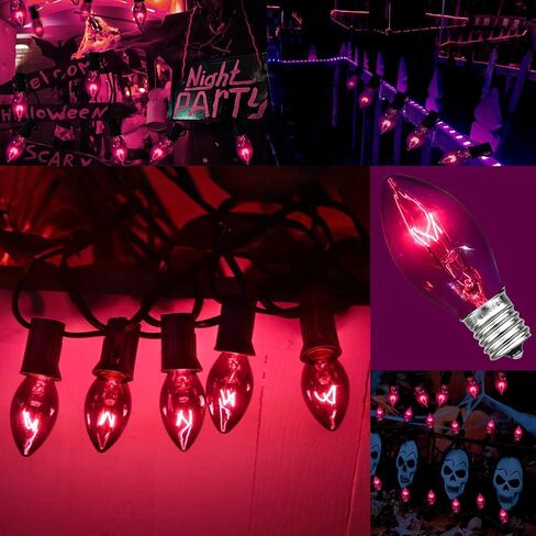25 Pack Orange Light Bulb C7 Replacement Bulbs, Perfect as Halloween String Light Bulbs Replacement Orange Bulb, C7/E12 Candelabra Bulb, 5W Transparent Orange Incandescent Light Bulbs in Saudi Arabia