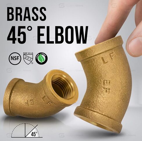 Everflow CSGM0014 1/4 بوصة - كوع 45 درجة مع خيوط مستدقة وطنية للإناث، لا يوجد تركيب أنابيب نحاسية من الرصاص، متينة، مقاومة أعلى للتآكل، اقتصادية وسهلة التركيب، 7 in Kuwait
