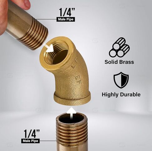 Everflow CSGM0014 1/4 بوصة - كوع 45 درجة مع خيوط مستدقة وطنية للإناث، لا يوجد تركيب أنابيب نحاسية من الرصاص، متينة، مقاومة أعلى للتآكل، اقتصادية وسهلة التركيب، 7 in Kuwait