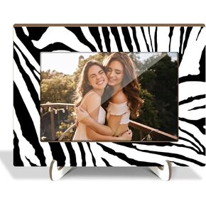 Black and White Zebra Print Picture Frames, Wood Photo Frames Birthday Gifts for Friends Daughter Women Men Sister, Tabletop Display 4x6 Photo Home Office Desk Decor Party Favor Decors-029